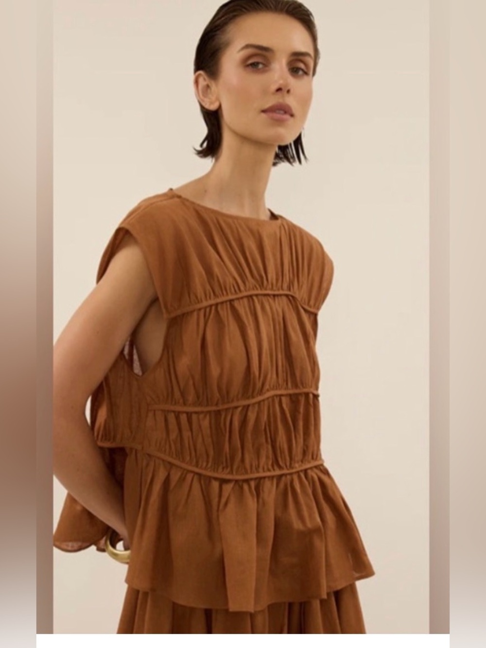 NWT DISSH Flynn top in rust - size us 4 linen blend